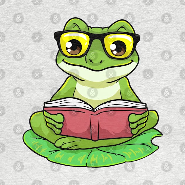 Frog as Nerd with Glasses & Book by Markus Schnabel